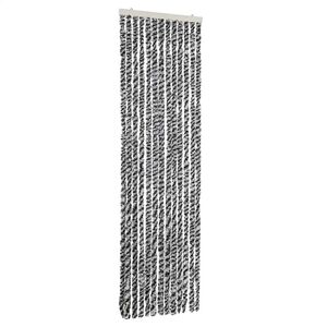 vidaXL Rideau anti-mouches gris et noir et blanc 56x185 cm chenille