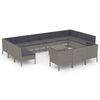 vidaXL Salon de jardin 14 pcs avec coussins R&eacute;sine tress&eacute;e Gris