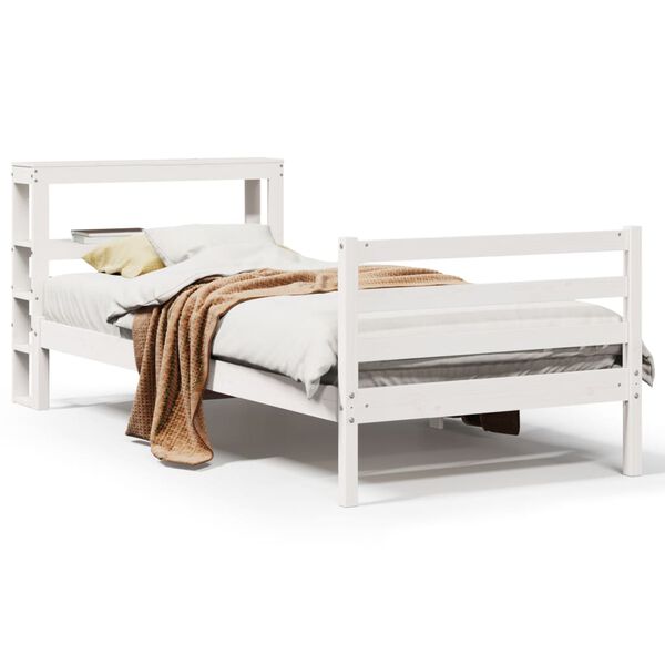 vidaXL Cadre de lit sans matelas blanc 90x190 cm bois de pin massif
