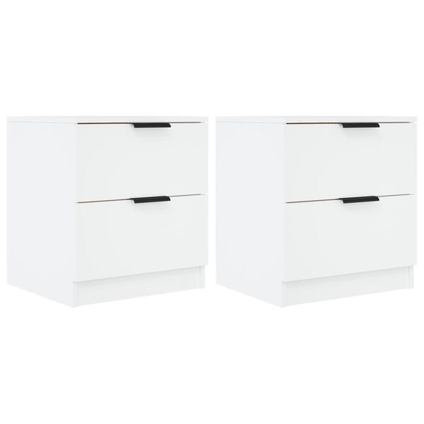 vidaXL Tables de chevet 2 pcs Blanc Bois d'ing&eacute;nierie