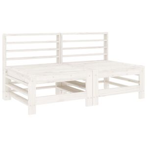 vidaXL Canap&eacute;s centraux de jardin 2 pcs blanc bois de pin massif