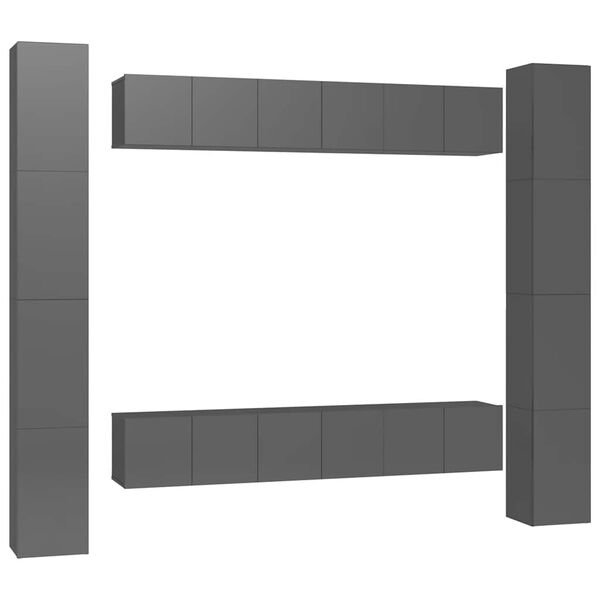 vidaXL Ensemble de meubles TV 6 pcs Gris brillant Bois d'ing&eacute;nierie