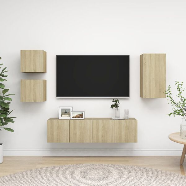 vidaXL Ensemble de meubles TV 5 pcs Ch&ecirc;ne sonoma Bois d'ing&eacute;nierie