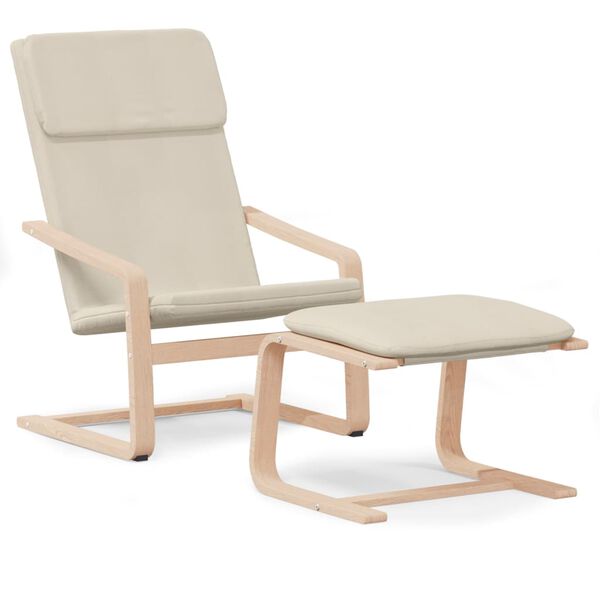 vidaXL Chaise de relaxation avec repose-pied Cr&egrave;me Tissu