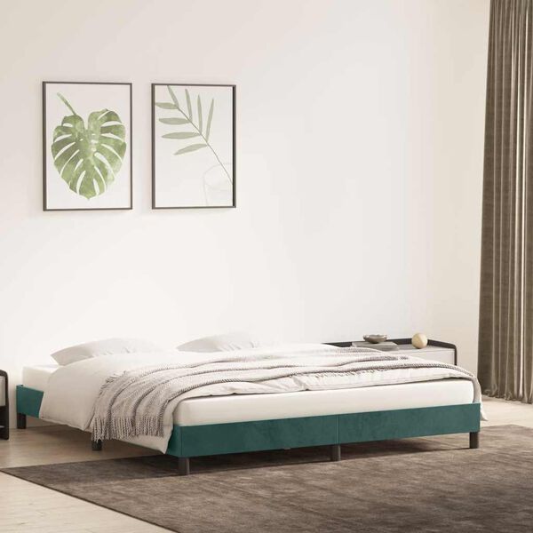 vidaXL Cadre de lit sans matelas vert fonc&eacute; 180x220 cm velours