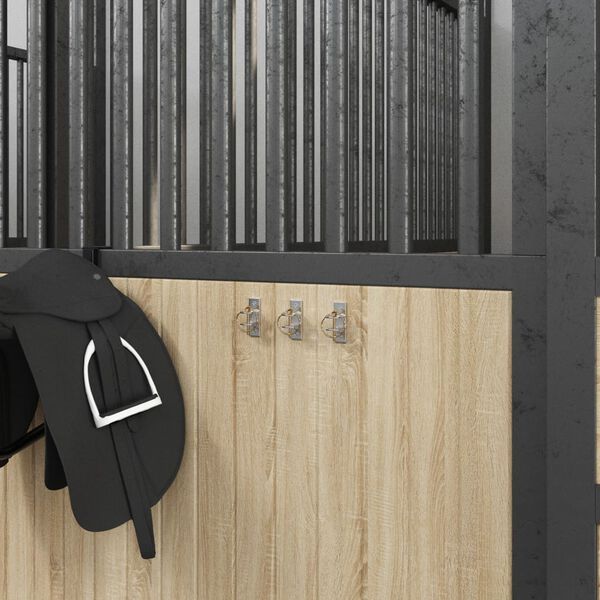 vidaXL Crochets de seau 3 pcs mural argent&eacute; et marron acier