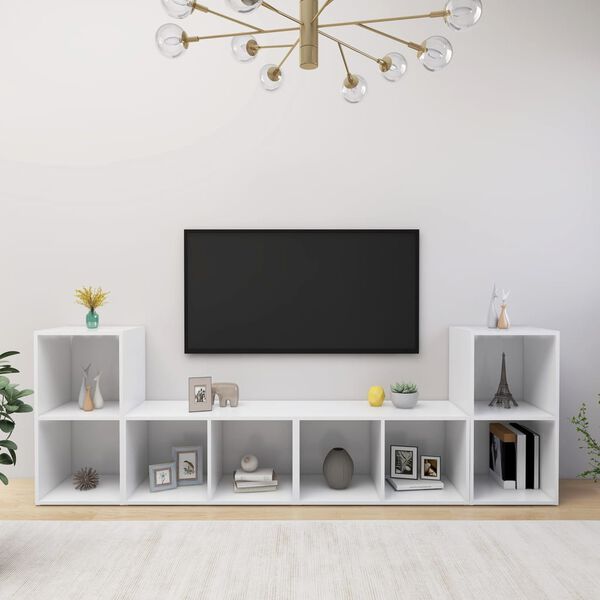 vidaXL Meubles TV 4 pcs Blanc 72x35x36,5 cm Bois d'ingénierie