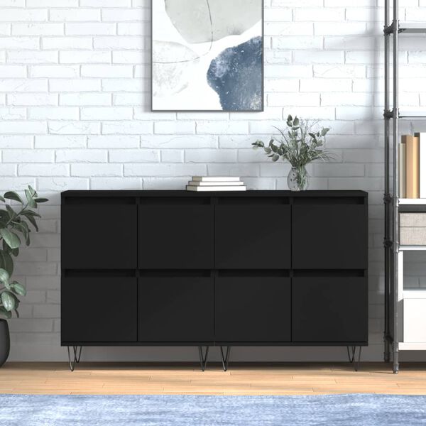 vidaXL Buffets 2 pcs noir bois d'ing&eacute;nierie