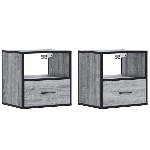 vidaXL Tables de chevet murales 2 pcs sonoma gris 40x31x39,5 cm