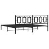 vidaXL Cadre de lit m&eacute;tal sans matelas avec t&ecirc;te de lit noir 200x200cm