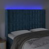 vidaXL T&ecirc;te de lit &agrave; LED Bleu fonc&eacute; 147x16x118/128 cm Velours