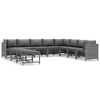 vidaXL Salon de jardin 11 pcs avec coussins R&eacute;sine tress&eacute;e Gris