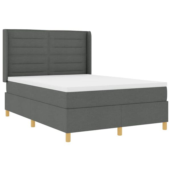vidaXL Lit &agrave; ressorts avec matelas Gris fonc&eacute; 140 x 200 cm tissu