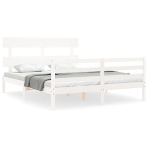 vidaXL Cadre de lit sans matelas blanc 160x200 cm bois massif