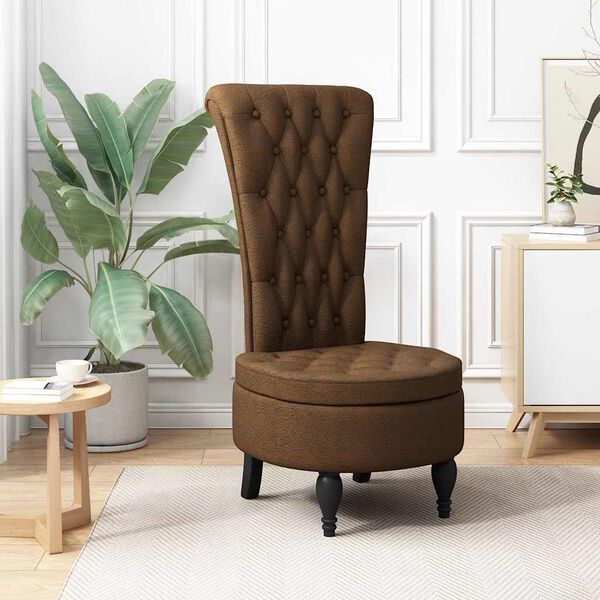 vidaXL Fauteuil à pantoufle Marron 56,5 x 70 x 110 cm Simili daim