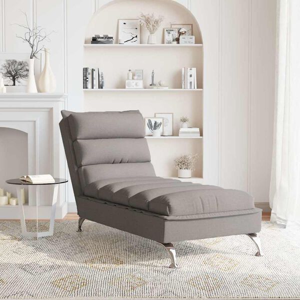 vidaXL Chaise longue de massage avec coussins taupe tissu