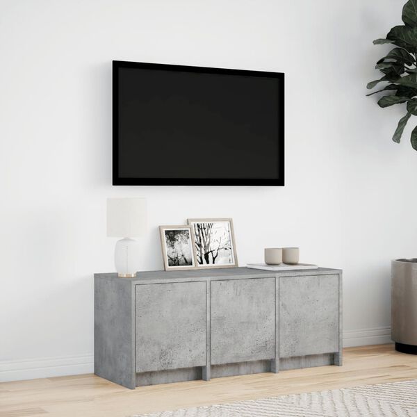 vidaXL Meuble TV avec LED gris b&eacute;ton 97x34x40 cm bois d'ing&eacute;nierie