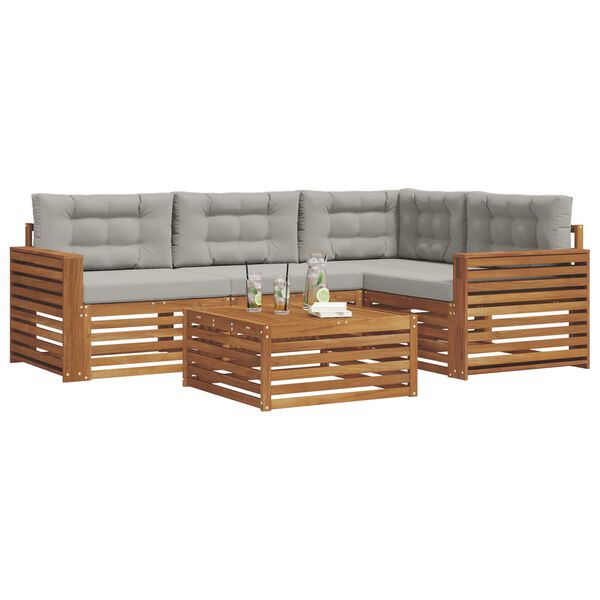 vidaXL Ensemble de canap&eacute;s d'ext&eacute;rieur 5 pcs Gris Naturel et Clair