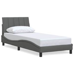 vidaXL Cadre de lit sans matelas Hanko gris fonc&eacute; 90x200 cm tissu