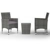 vidaXL Ensemble de bistro 3 pcs R&eacute;sine tress&eacute;e et verre tremp&eacute; Gris