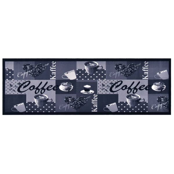 vidaXL Tapis de sol de cuisine lavable Bleu café 45x150 cm