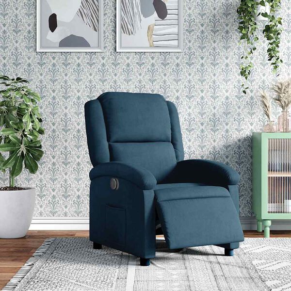 vidaXL Fauteuil inclinable &eacute;lectrique bleu velours