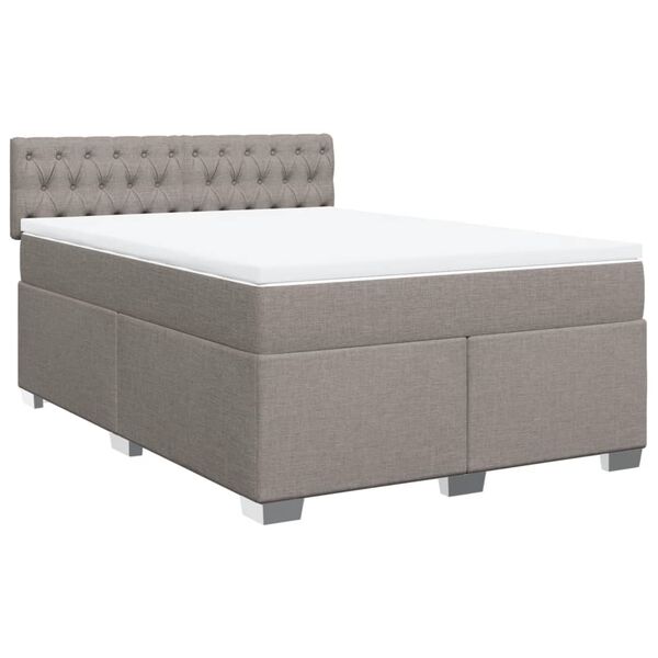 vidaXL Sommier &agrave; lattes de lit avec matelas Taupe 140x200 cm Tissu