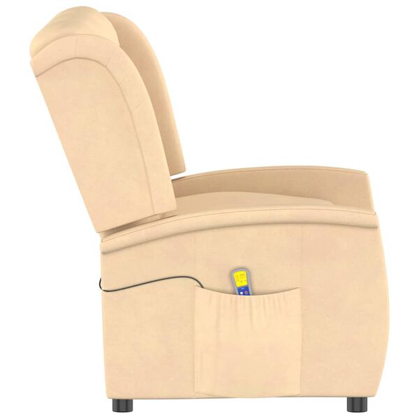 vidaXL Fauteuil de massage inclinable 3 places crème tissu microfibre