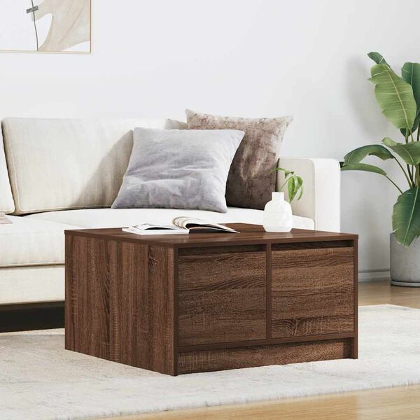 vidaXL Table basse avec tiroirs ch&ecirc;ne marron 70,5x70x40 cm