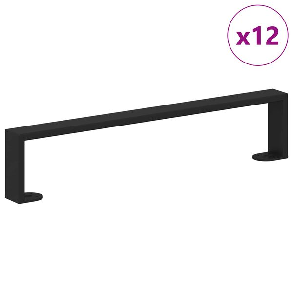 vidaXL Pieds de meuble 12 pcs Noir 48,1 x 4 x 10 mm Fer