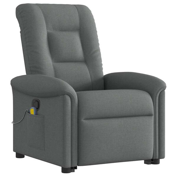 vidaXL Fauteuil de massage inclinable Gris fonc&eacute; Tissu