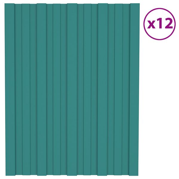 vidaXL Panneau de toiture 12 pcs Vert 60 x 45 cm Acier galvanis&eacute;