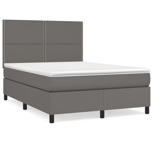 vidaXL Sommier &agrave; lattes de lit avec matelas Gris 140x200 cm Similicuir