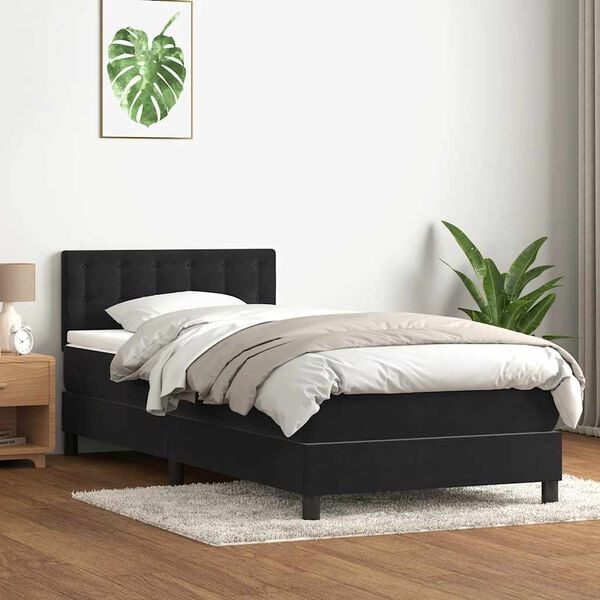 vidaXL Sommier &agrave; lattes de lit avec matelas noir 80x220 cm velours