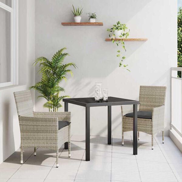 vidaXL Ensemble de salle &agrave; manger pour jardin 3 pcs Gris clair