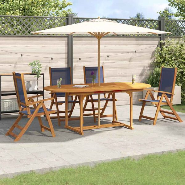 vidaXL Ensemble &agrave; manger de jardin 5pcs bois d'acacia solide textil&egrave;ne