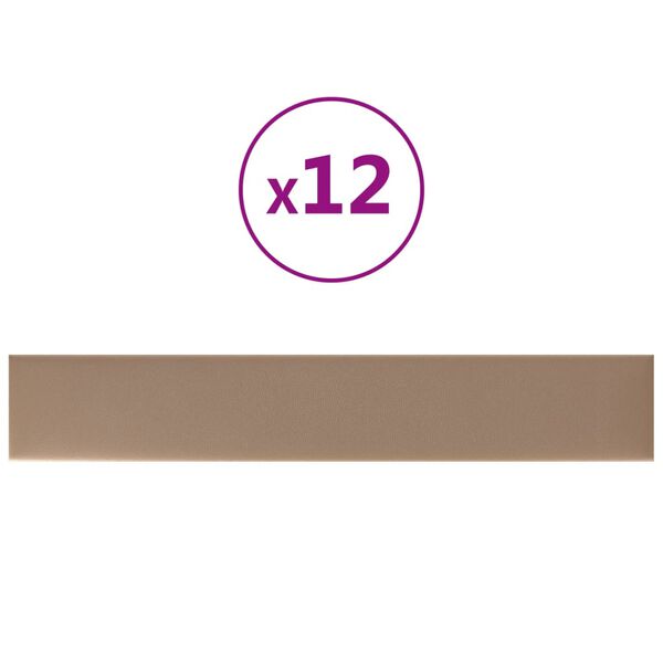 vidaXL Panneaux muraux 12 pcs Cappuccino 90x15 cm Similicuir 1,62 m&sup2;