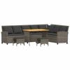 vidaXL Salon de jardin 4 pcs avec coussins forme L gris r&eacute;sine tress&eacute;e