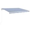 vidaXL Auvent automatique capteur de vent/LED 400x350 cm Bleu et blanc