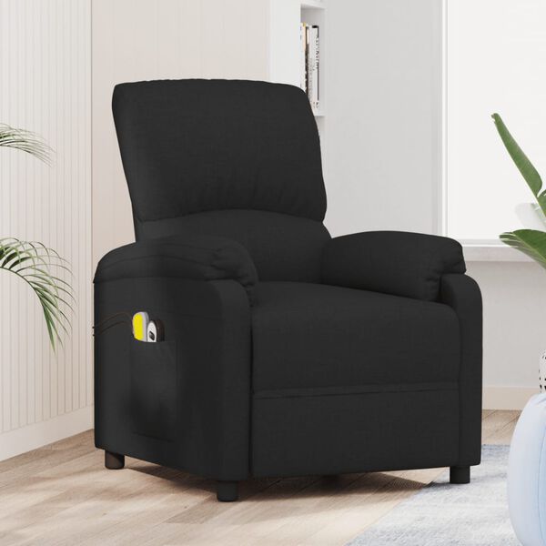vidaXL Fauteuil &eacute;lectrique de massage Noir Tissu