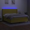 vidaXL Sommier &agrave; lattes de lit matelas et LED Vert 160x200 cm Tissu
