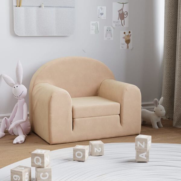 vidaXL Canap&eacute;-lit pour enfants Cr&egrave;me Peluche douce