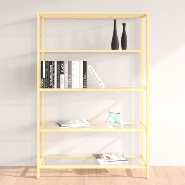 vidaXL &Eacute;tag&egrave;re dor&eacute; et transparent verre tremp&eacute;