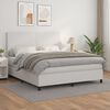 vidaXL Sommier à lattes de lit avec matelas Blanc 160x200cm Similicuir