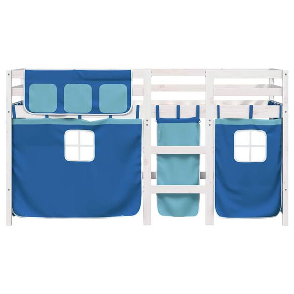vidaXL Lit mezzanine enfants avec rideaux sans matelas bleu 90x190 cm