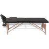 vidaXL Table de massage pliable Noir 2 zones avec cadre en bois
