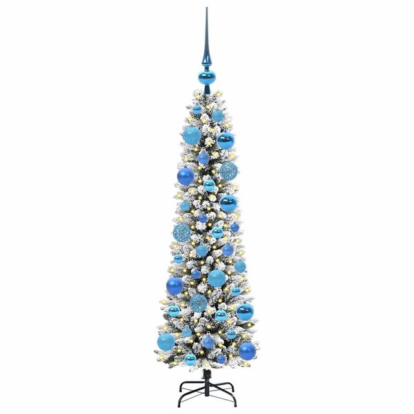 vidaXL Sapin de No&euml;l artificiel Blanc 120 cm PVC, m&eacute;tal et plastique
