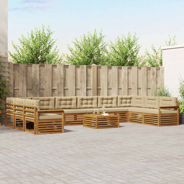 vidaXL Ensembles de canap&eacute;s avec coussin 11 pcs Naturel et Beige