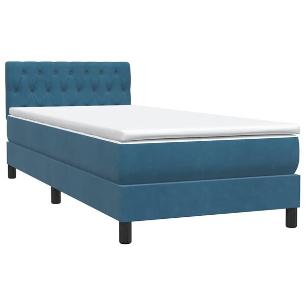 vidaXL Sommier &agrave; lattes de lit et matelas bleu fonc&eacute; 100x210cm velours
