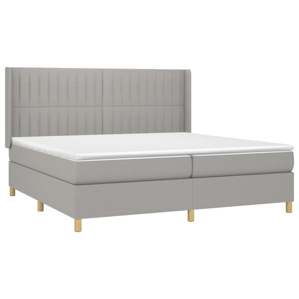 vidaXL Sommier &agrave; lattes de lit matelas LED Gris clair 200x200 cm Tissu